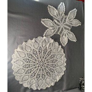 Vintage Handcrafted Lace Doilies Set Of 2 Decorative Table Accents